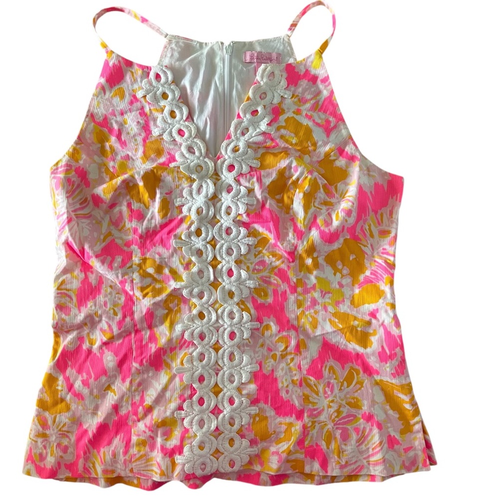 Lilly Pulitzer Pink and Yellow Floral Tank Top